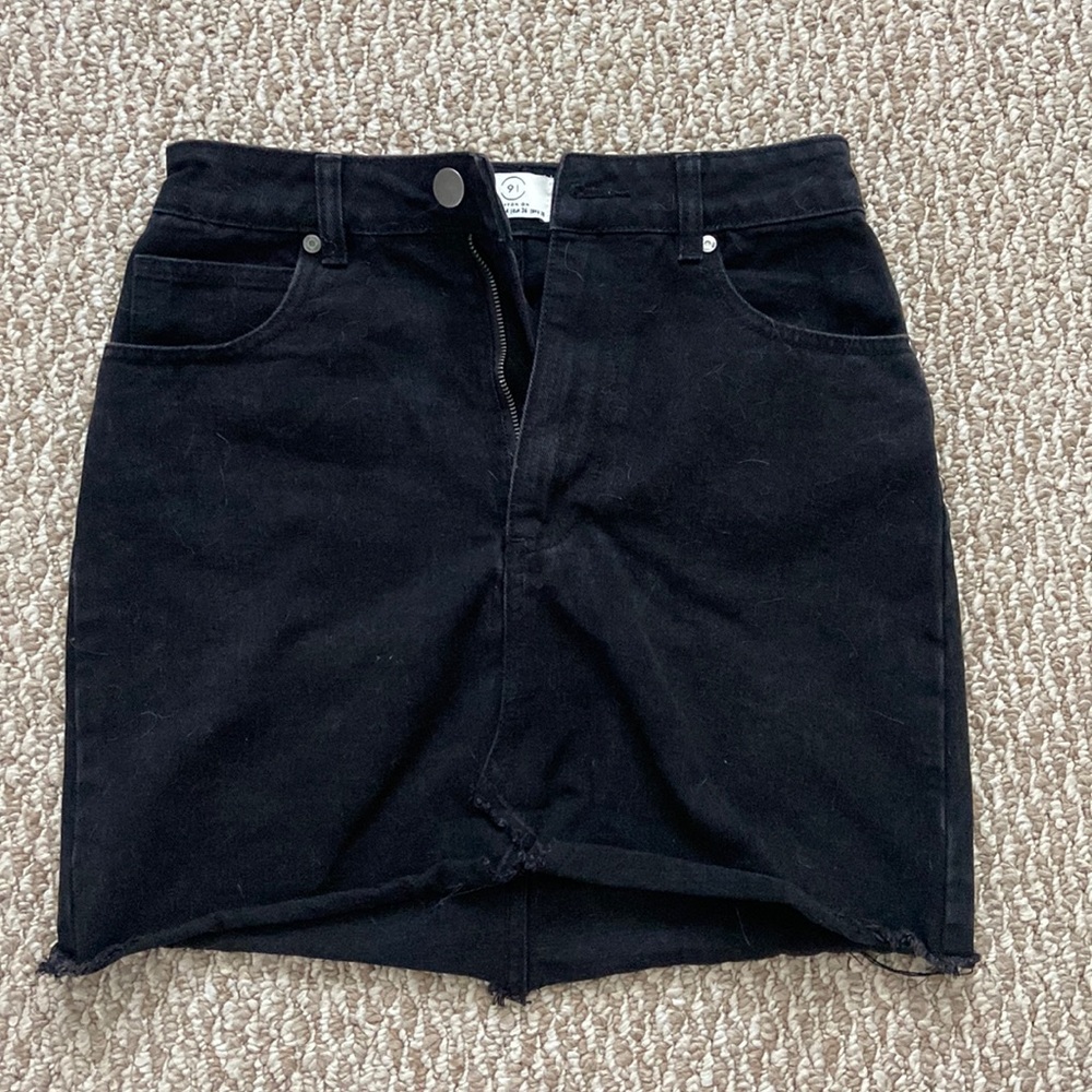 Black Jean Mini Skirt